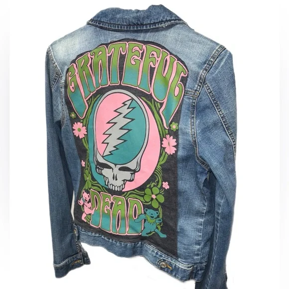 Upcycled Grateful Dead Denim Jacket with Graphic - Picture 2 of 5